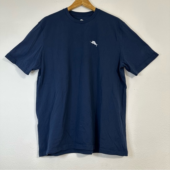 Tommy Bahama 100% Cotton Bump and Run Deep Blue Short Sleeve Tee - Picture 2 of 11